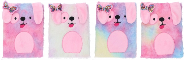 Plyšový deníček A5 s pejskem, linkovaný, 80 listů