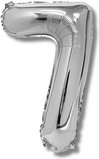 Fóliový balonek číslo 7, stříbrný, 40 cm