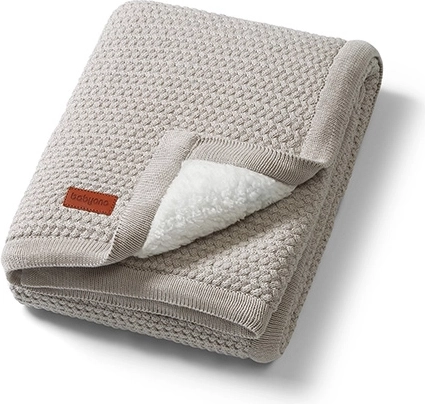 Babyono bavlněná deka se sherpa fleecovou podšívkou 75 × 100 cm šedá