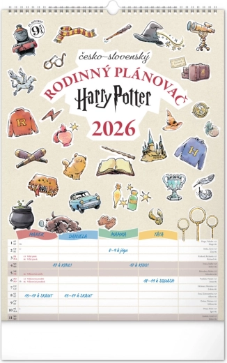 Nástěnný kalendář Rodinný plánovací Harry Potter 2026