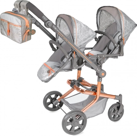 Skládací kočárek pro dvojčata pro panenky s batůžkem CITY X – 91 cm