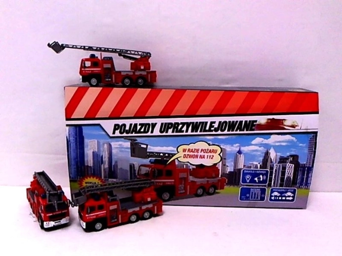 Hasičské auto se zvukem a výsuvným žebříkem 14 cm