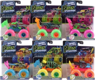 Hot Wheels Monster Trucks neon smashers - 1 kus