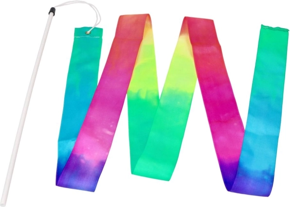 Goki gymnastická stuha s hůlkou duha