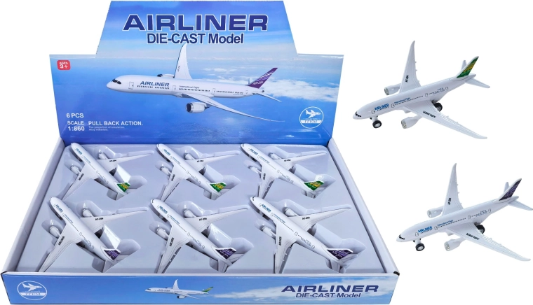 Kovový model letadla Airliner se zpětným natahováním 1:660