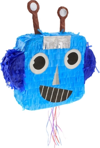 Piniata robot se šňůrkami na tahání