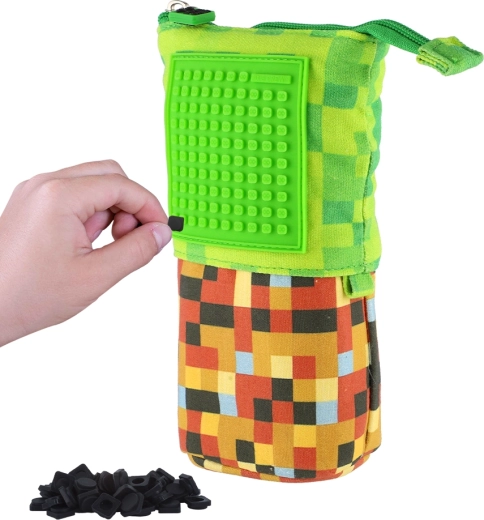 Pixie Crew pop-up penál zeleno-hnědý s malým panelem
