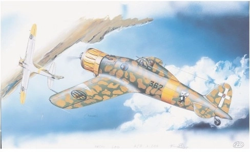Stavebnice modelu letadla Macchi M.C. 200 Saetta (16,1 × 21,2 cm)