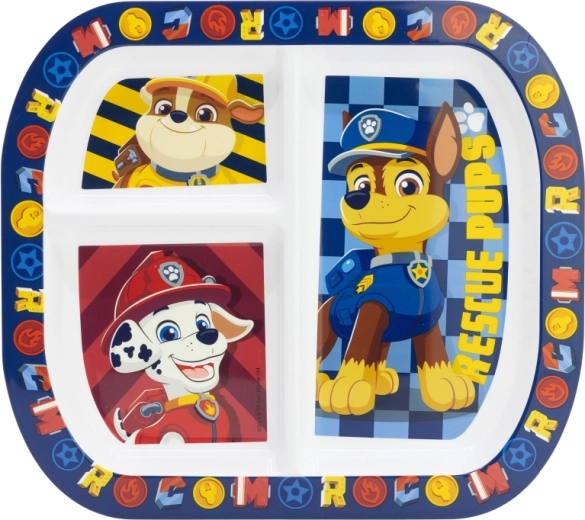 Paw Patrol dětský talíř s přihrádkami Boy Rescue Pups 22 cm