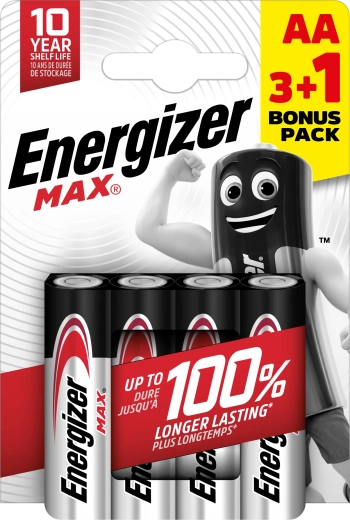 Alkalické baterie ENERGIZER Max AA 4 ks (3+1 zdarma)