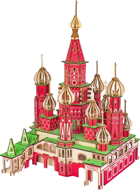 Dřevěné 3D puzzle Chrám Vasila Blaženého barevný