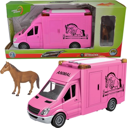 Městské servisní auto 1:14 – přepravník koní, růžové