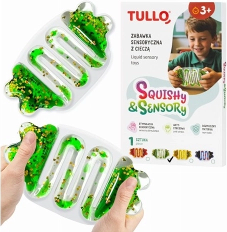 Senzorický mačkací antistresový míček s tekutinou zelený