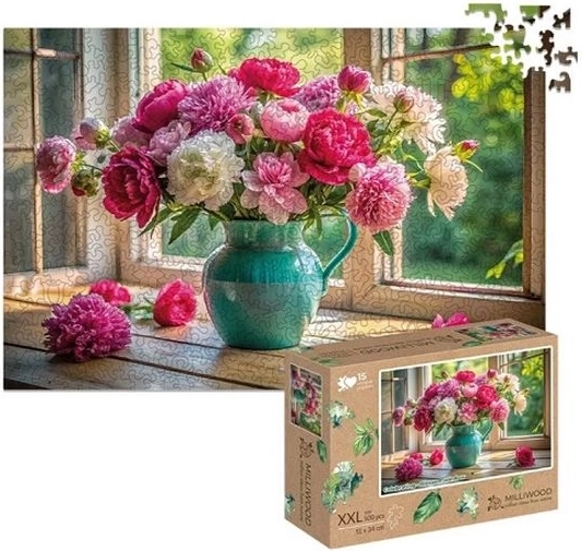 Milliwood dřevěné puzzle XXL kvetoucí okno 500 dílků