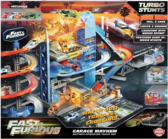 Jada Toys Fast & Furious garáž Mayhem s 5 vozidly
