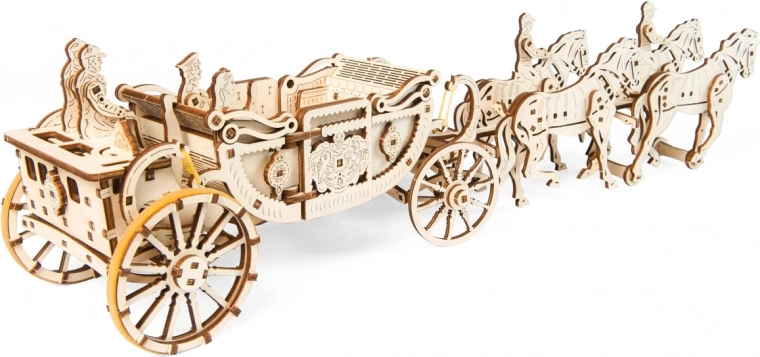 Ugears královský kočár – 3D dřevěné mechanické puzzle