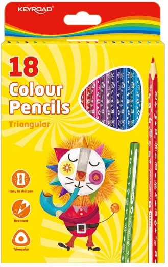 Trojhranné pastelky KEYROAD 18 barev