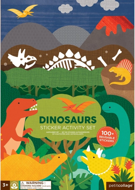 Petit Collage znovupoužitelné samolepky – dinosauří scéna