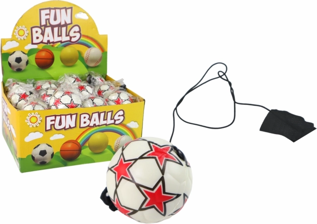 Fotbalový míček na gumičce jojo 6 cm – bílý s hvězdičkami