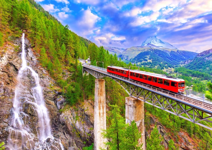 Enjoy puzzle ozubnicová dráha Gornergrat, Švýcarsko 1000 dílků