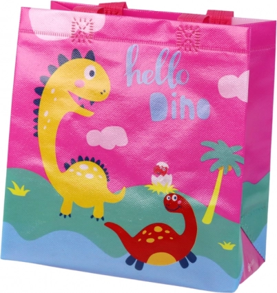 Dárková taška dinosaurus růžová 23 × 21,5 × 11 cm