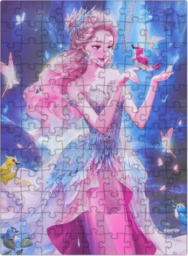 Puzzle Růžová princezna se třpytkami, 100 dílků