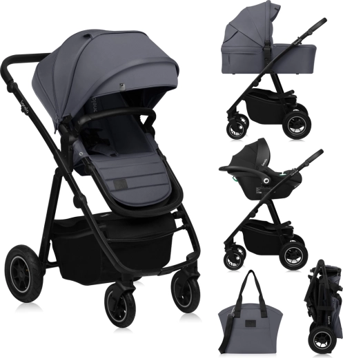 Lionelo Amber Plus 3v1 kombinovaný kočárek Grey Graphite