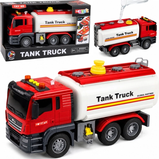 Hračka cisterna Tank Truck s vodním systémem, světly a zvuky červená