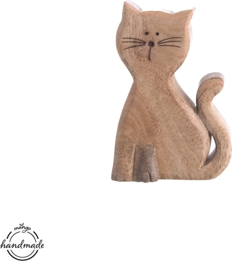 Dřevěná dekorace kočka Mango micka 15 cm - 1 kus