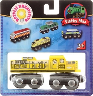 Vláčky Max žlutá lokomotiva pro dřevěné vláčkodráhy