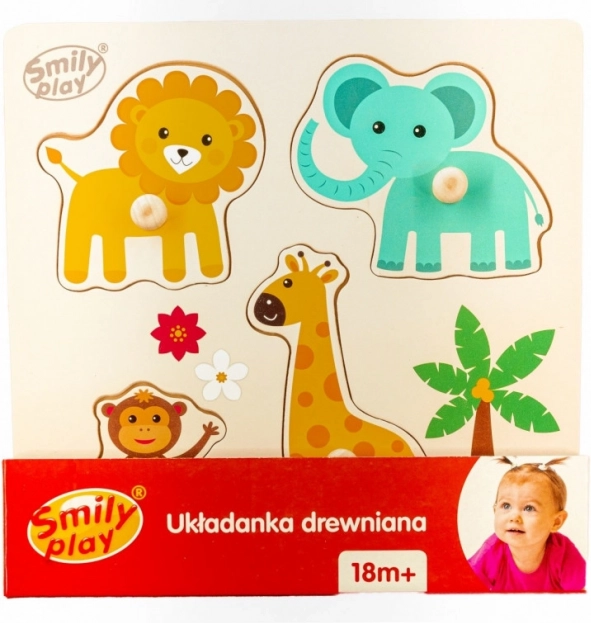 Dřevěné vkládací puzzle se zvířátky