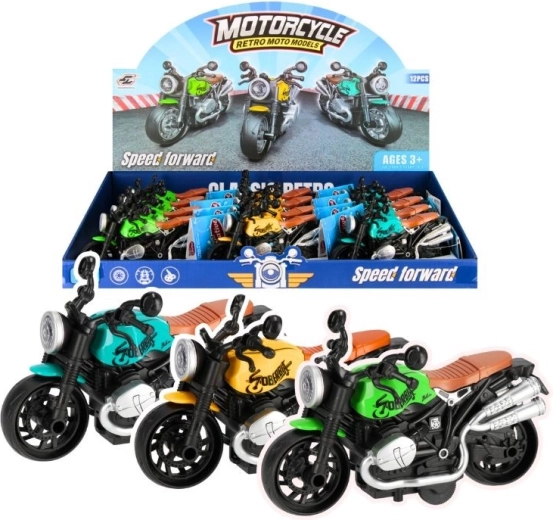 Retro motorka – kovový model 13 cm pro děti