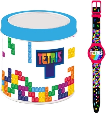 Dětské hodinky Tetris v plechové dóze