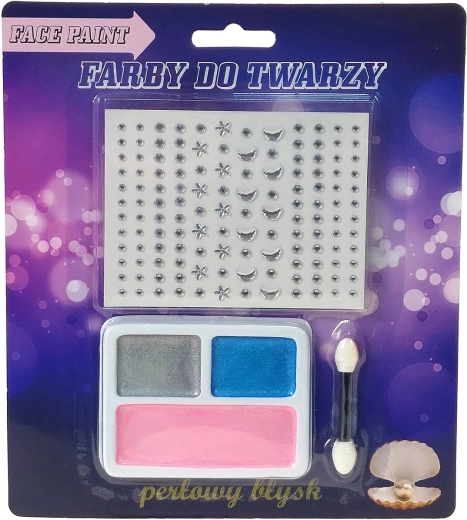 Dětské perleťové barvy na obličej se samolepkami, 3 barvy