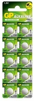 GP alkalické knoflíkové baterie LR54/AG10 1,5 V – balení 10 ks