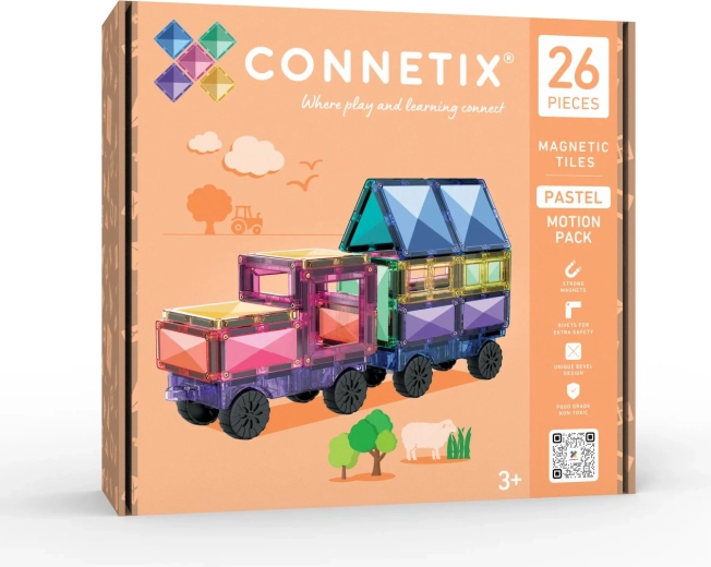 Connetix pastelová sada s pohyblivými díly, 26 dílů
