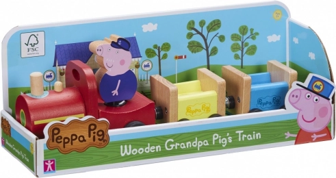 Dřevěný vláček Peppa Pig s dědečkem Prasátkem