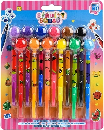Gelová voňavá pera Fruity Squad s bambulkou - 12 ks