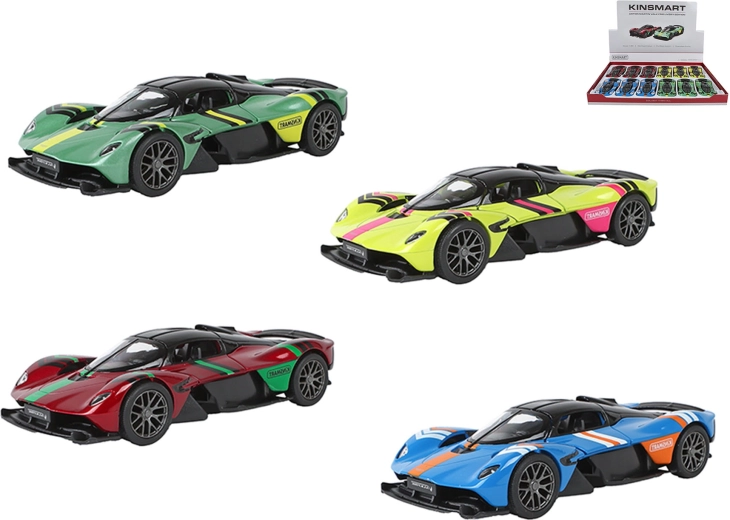 Kinsmart Aston Martin Valkyrie livery edition kovový model 1:36 se zpětným chodem