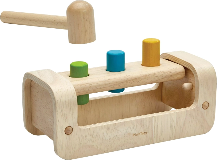 PlanToys dřevěná zatloukačka s barevnými válečky