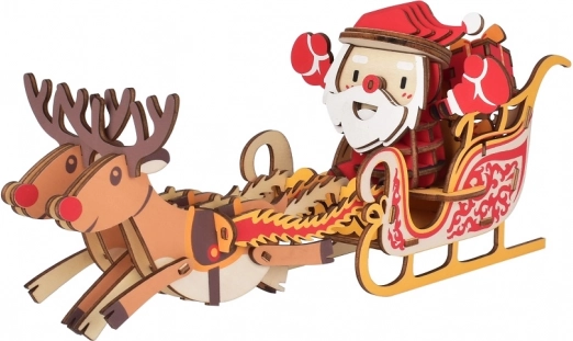 Woodcraft dřevěné 3D puzzle Santovy sáně