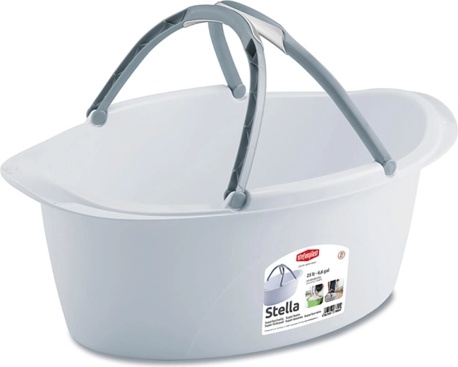 Oválný plastový dřez STELLA 60 × 40 cm, 25 l, s uchy