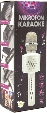Karaoke mikrofon Bluetooth s ozvučením a efektem echo – Stříbrná