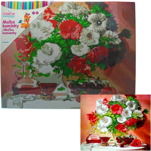 Diamantové malování – kytice ve váze 40 × 50 cm