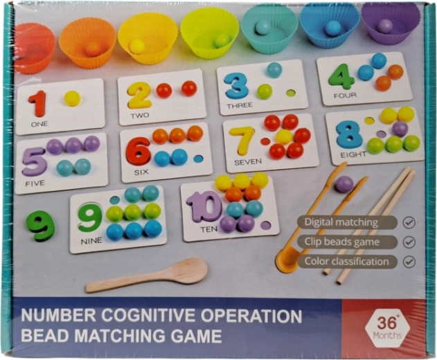 Dřevěná vzdělávací hra – párování korálků a čísel