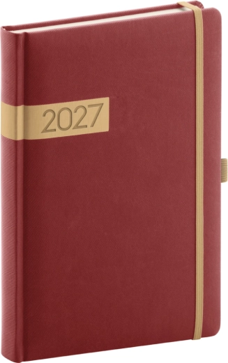 Notique denní diář Twill 2027 bordó-zlatý 15 × 21 cm