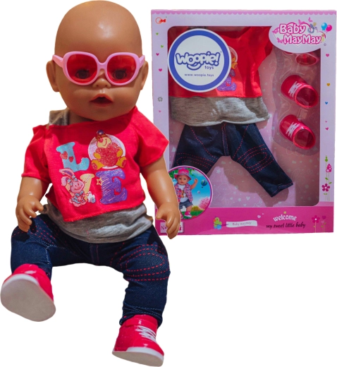 Módní oblečení pro panenky LOVE brýle a botičky 43-46 cm