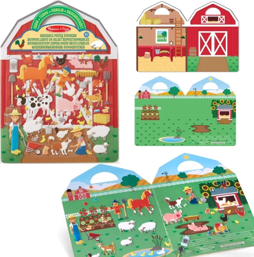 Melissa & Doug opakovaně použitelné plastické samolepky Farma, 52 ks