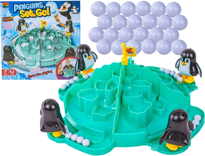 Pingviní fotbálek – rodinná zručnostní hra "Penguins, Set, Go!"
