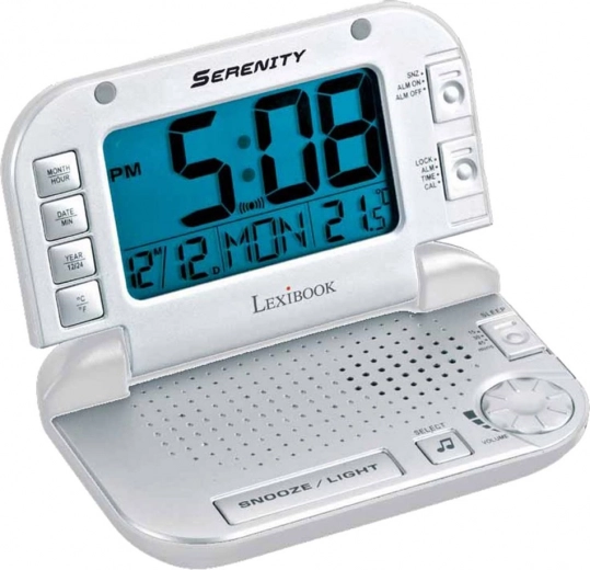 Cestovní budík s relaxačními přírodními zvuky a podsvíceným displejem